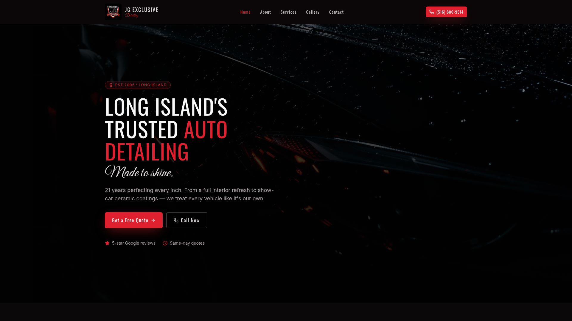 JG Exclusive Detailing website preview