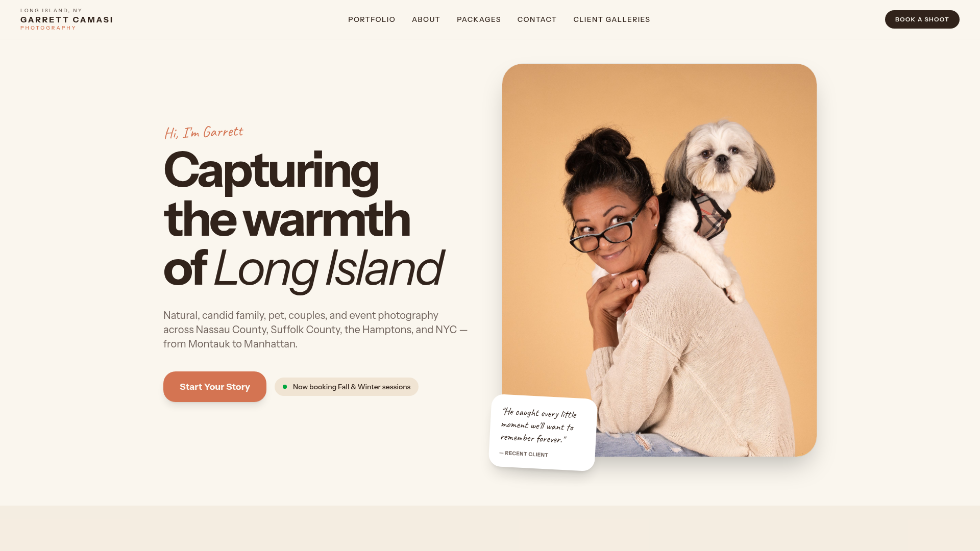Garrett Camasi Photography website preview